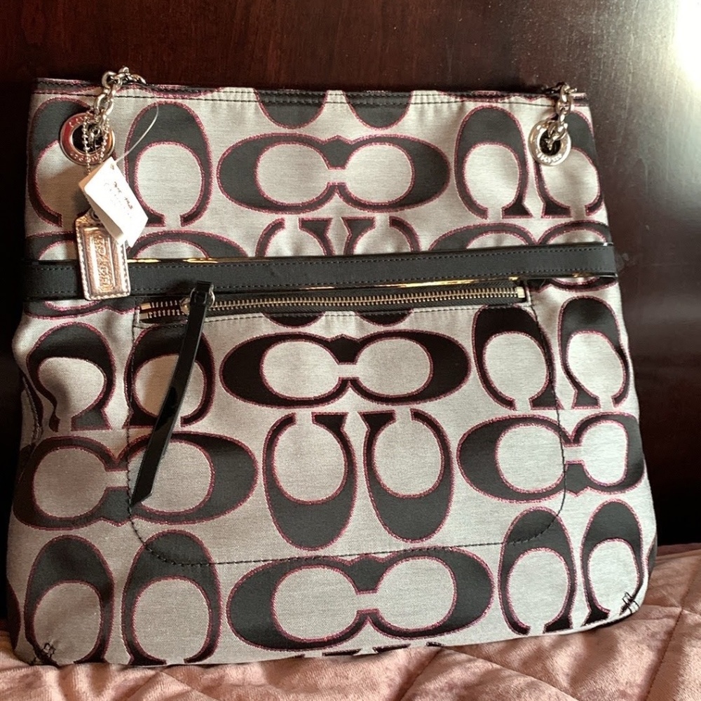 Metallic Pink Signature Slim Tote Moonlight/PK Scarlett Coach 21161